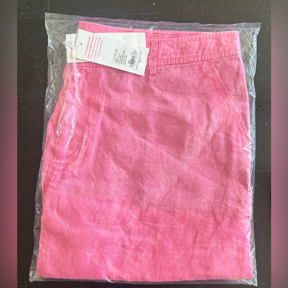 NWT Lilly Pulitzer Aldora Linen Shorts in Confetti Pink, Size 14, 7” Inseam - Picture 2 of 5